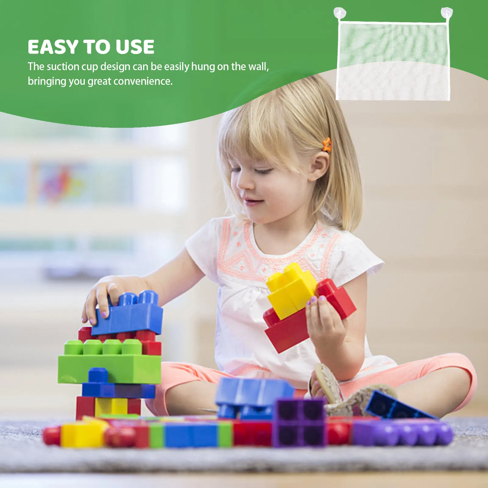 

1 Set Baby Bath Storage Mesh Bags Suction Cup Hanging Organizer for Tub Bathroom Organizing Play Items Bath Toy Organizer