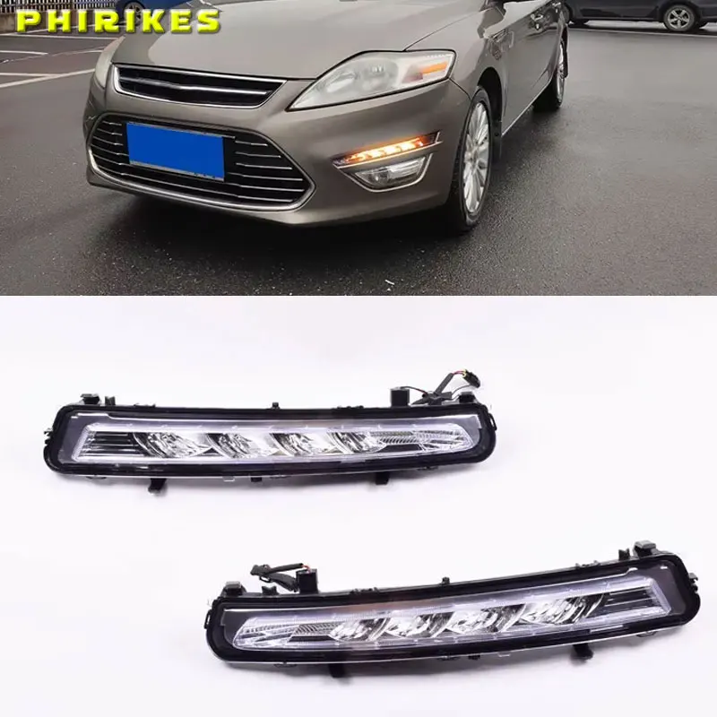 

Car 1Pair For Ford Mondeo Fusion 2011 2012 2013 LED DRL Daytime Running Lights LED Daylight Fog light with yellow