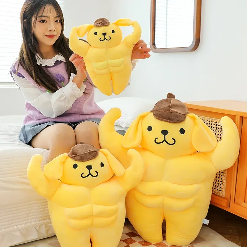 

Sanrio Kawaii Hello Kitty Muscle плюшевая забавная подушка для бойфренда с мышцами груди, помпон, кукла Purin, плюшевый рождественский подарок