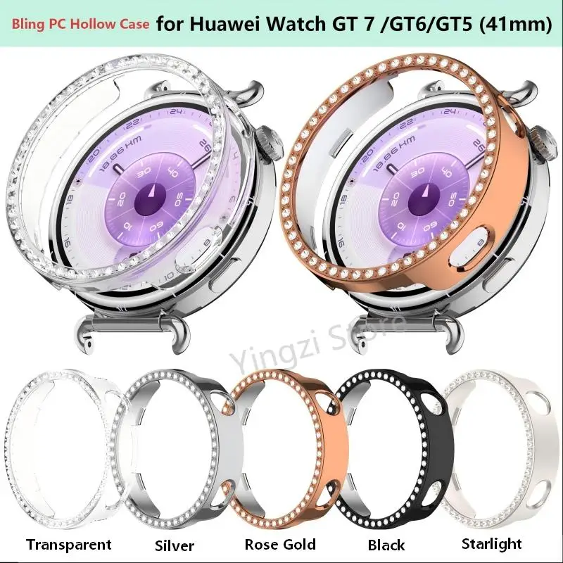 Bling PC Hollow Case for Huawei Watch GT7 GT6 41mm GT5 Pro 42mm Protector Diamond Crystal Bumper for GT4 41mm Shell Accessorie