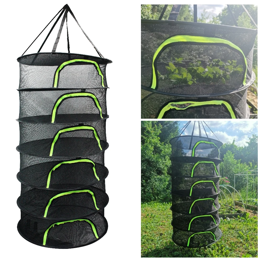 

For Flowers Buds Plants Organizer For Herbs Hanging Basket 6 Layers Drying Net Herb Drying Net Dryer Bag Mesh Folding Dry Rack