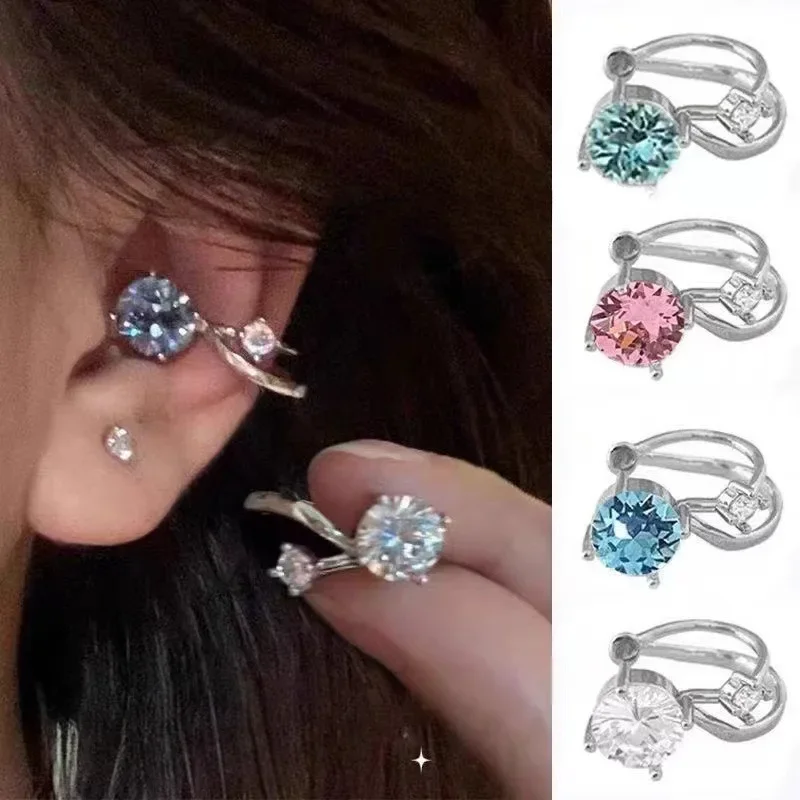 

Hoops Ear Cuff Earrings Clip 2024 Trend New Shiny Zircon Ear Bone Clip Fashion Earrings for Women Jewelry Accessories