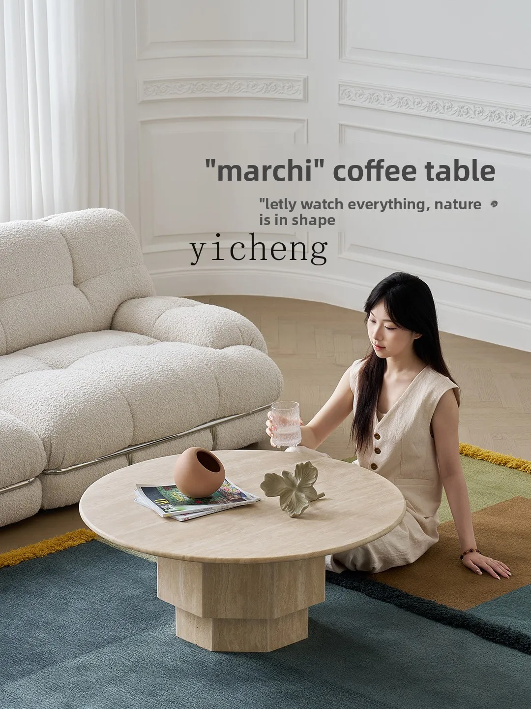 

LX Retro Style Small Apartment Living Room Home Balcony Small Round Tea Table