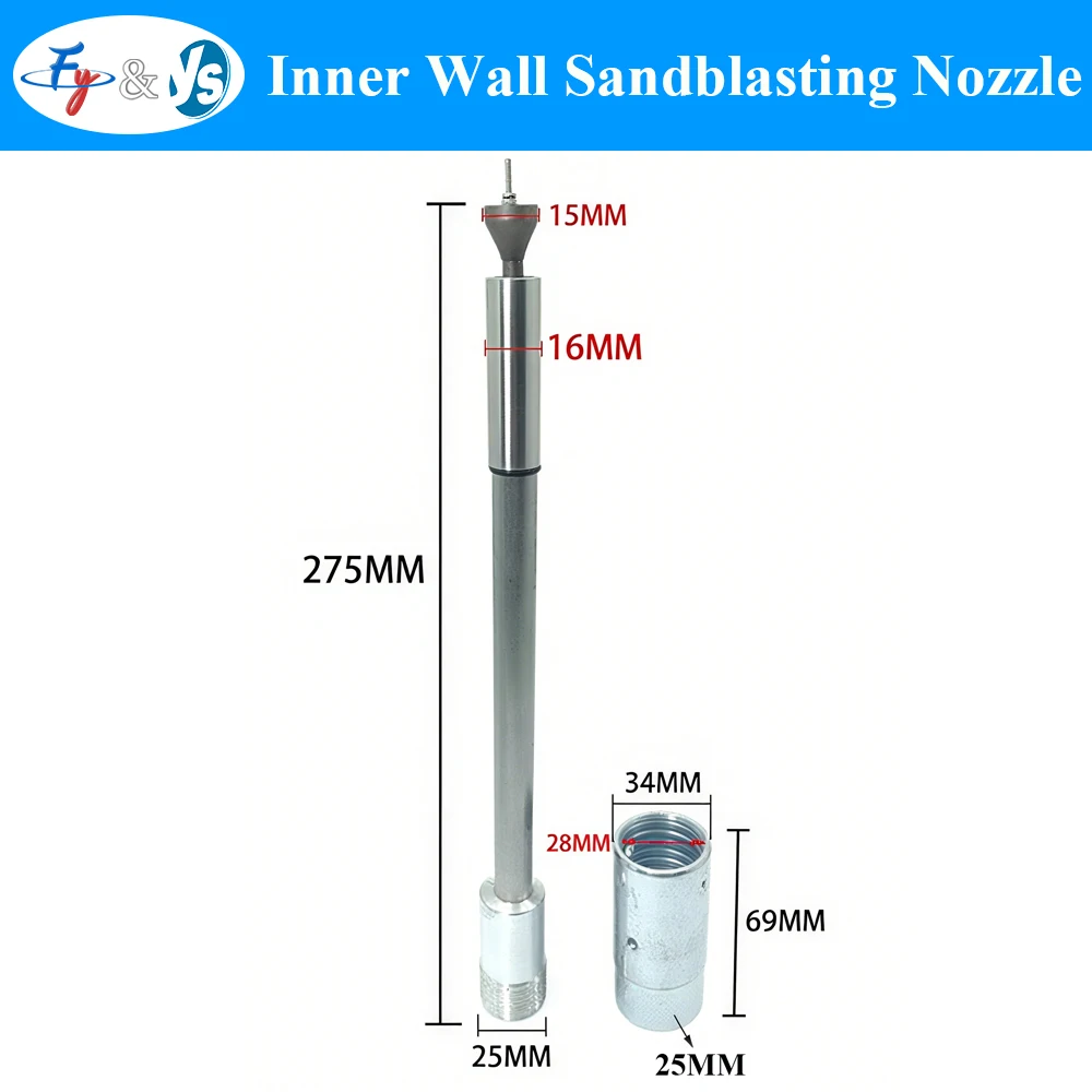 360° Inner Wall Sandblaster Tube Cleaner Inside Pipe Tube Cleaning Sand Blasting Nozzle Internal Pipe Dust re-moval