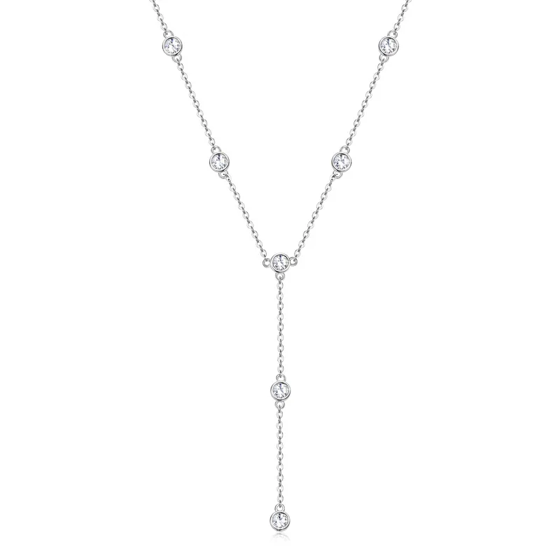 

Premium Moissanite Necklace Women, Sweater Chain S925 Sterling Silver Pendant