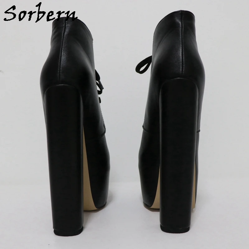 Sorbern 18cm Block High Heel Women Boots Black Ankle Boots Unisex Platform Shoes Custom Fetish Drag Queen Boot Cosplay Heeled