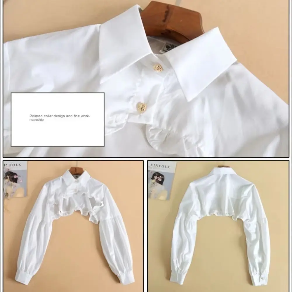 ヴィンテージスリーブシャツ襟レトロ宮廷風パフ長袖トップフリルフェイク装飾取り外し可能な襟トップオフィスウェア