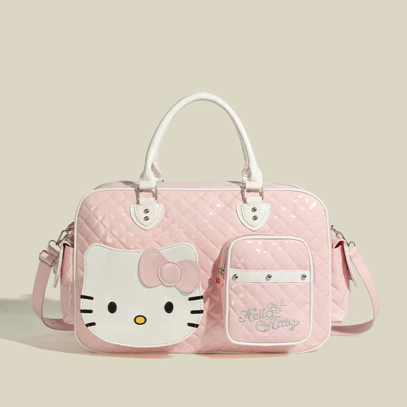 Hello Kitty Large Capacity Crossbody Bag Pink Shoulder Bags for Gift Y2K Sweet Girl Pu Leather Handbag Birthday Christmas Gift