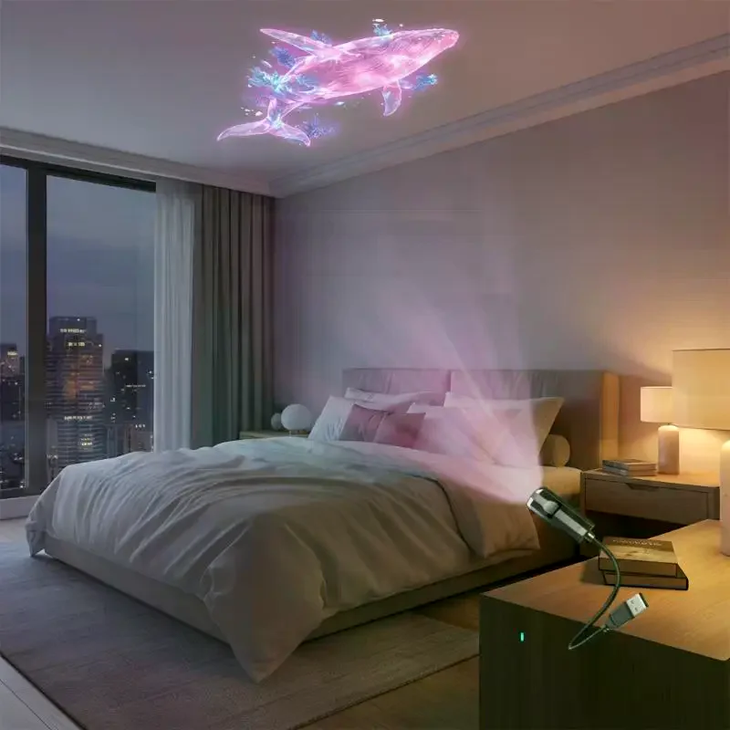 LED USB Projector Light Ocean Projection Lamp With 8pcs Marine Life Light Panels Ceiling Decorative Night Light