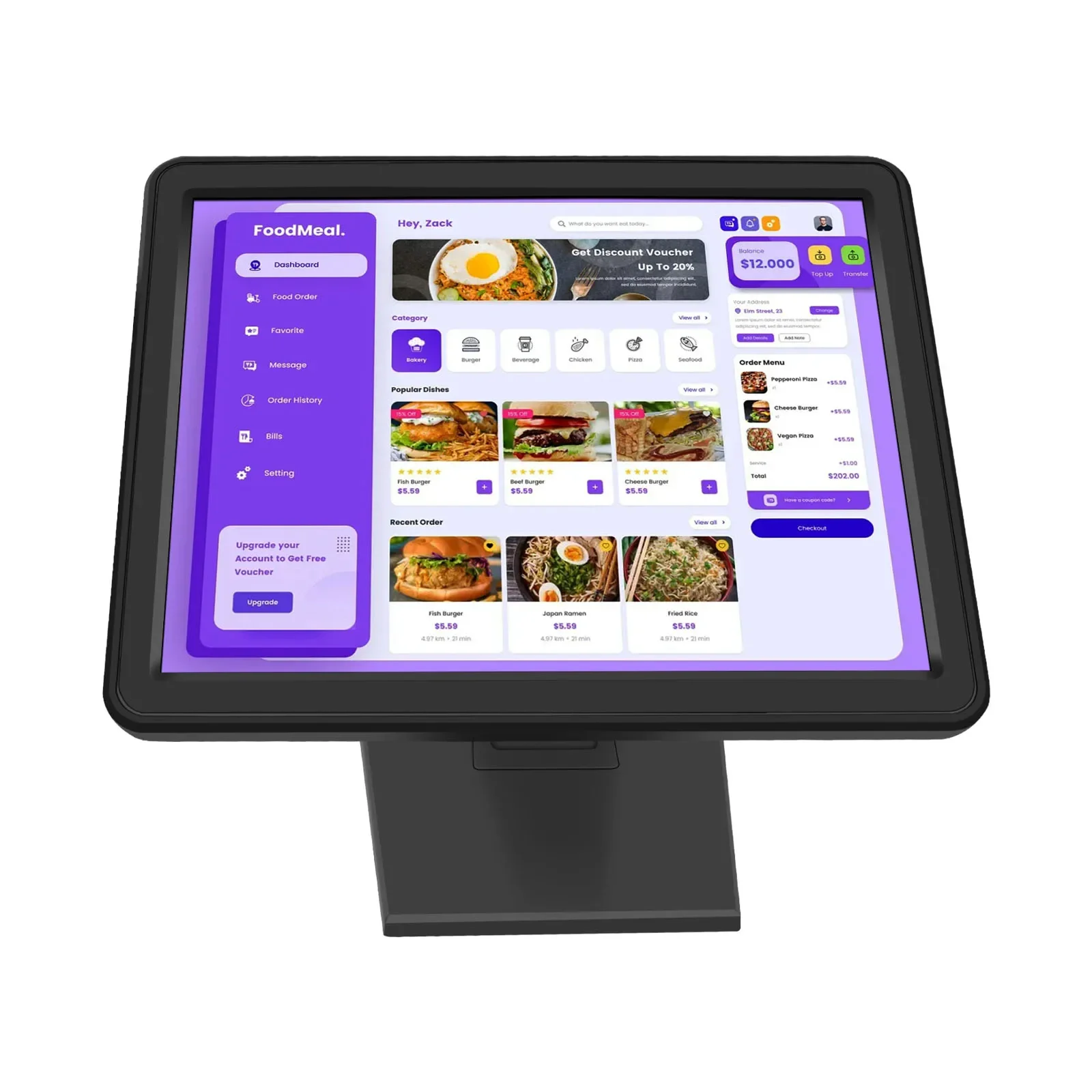 19-inch capacitive touch cash register display restaurant retail super self-service ordering machine monitor