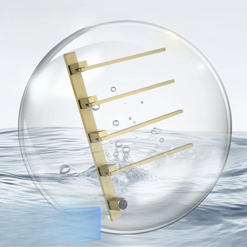 

mounted square brushed gold electric towel rack carbon fiber heating drying sterilization rotatable towel bar digital display