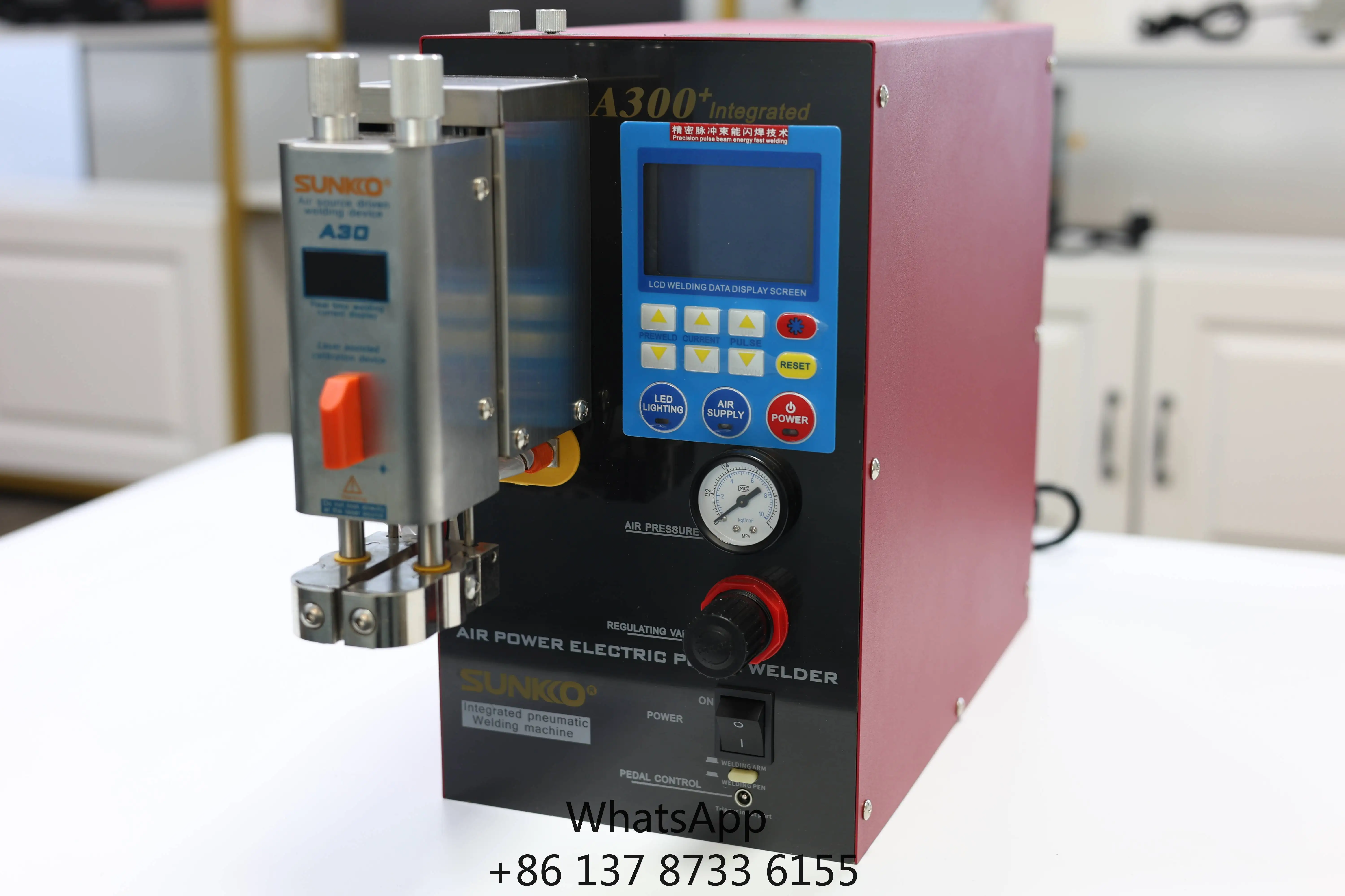 SUNKKO A300+ Встроенный воздушный компрессор Встроенный пневматический аппарат для точечной сварки с литиевой батареей 6000 Вт 1200 А Пневматический промышленный класс