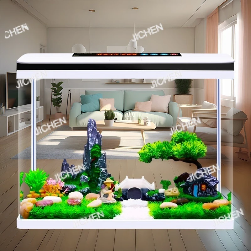 

Небольшой настольный аквариум для дома, гостиной, ленивого человека, смена воды, стеклянный аквариум, экологический ландшафтный дизайн, аквариум для золотых рыбок