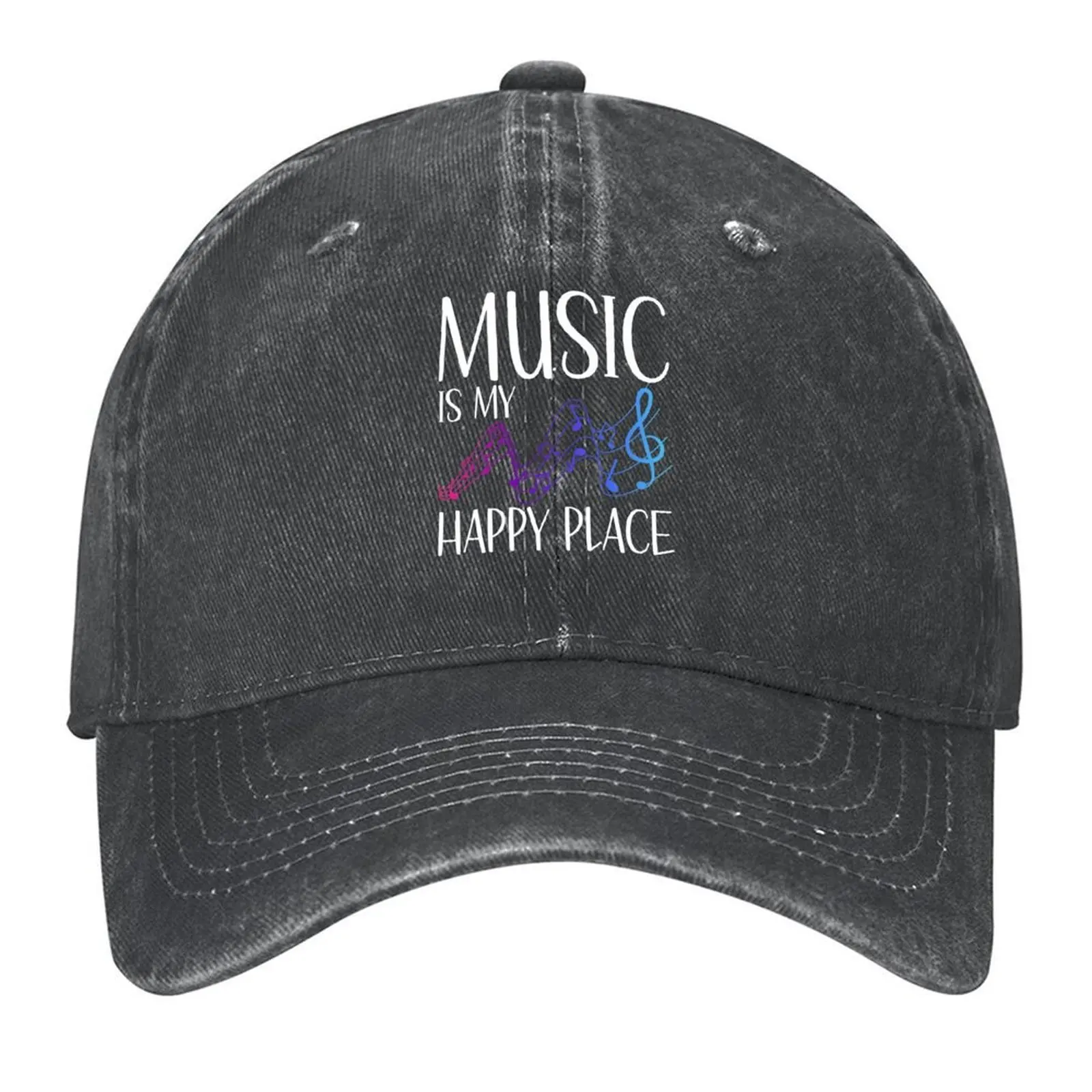 

Music Is My Happy Place Baseball Cap Golf Cap Hat Man For The Sun men's big size hat Kids Hat Elegant Women's Hats Men's
