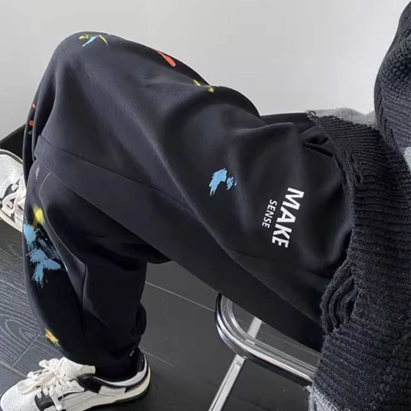 女性のルーズプリントカジュアルパンツ,個性,ストリートウェア,アメリカ風,スポーティなファッション,ヒップホップパンツ,すべてにマッチ,ハイウエスト,10代