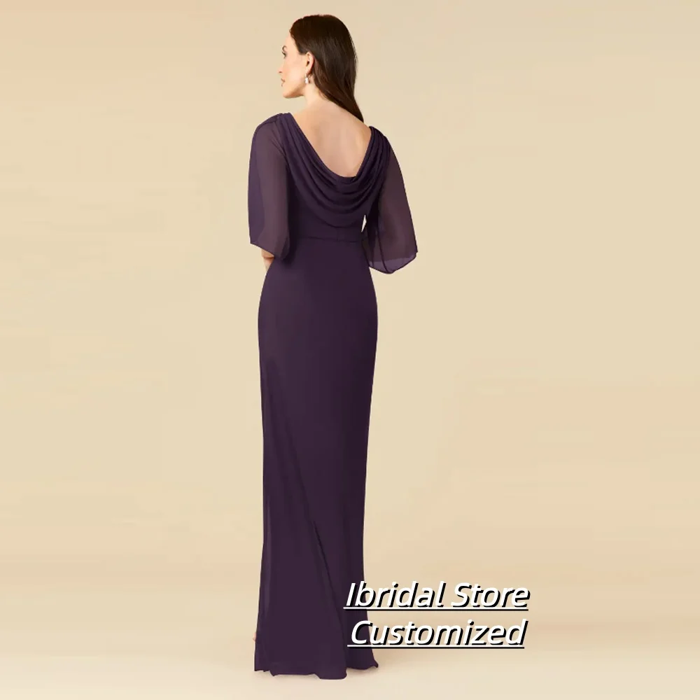 فساتين أم العروس أنيقة مخصصة للنساء من الشيفون لحفلات الزفاف مع مطرز بالخرز رداء السهرة الجديد