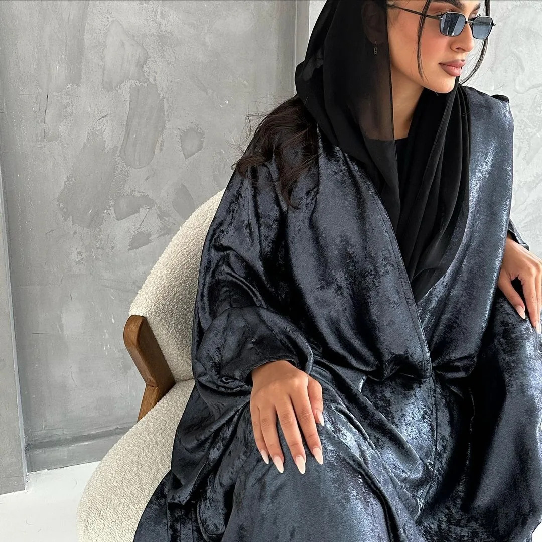 Eid Shiny Open Kimono Abaya Dubai, Robe musulmane de luxe pour femmes, Robe caftan, Vêtements islamiques, Jalabiya, 2025