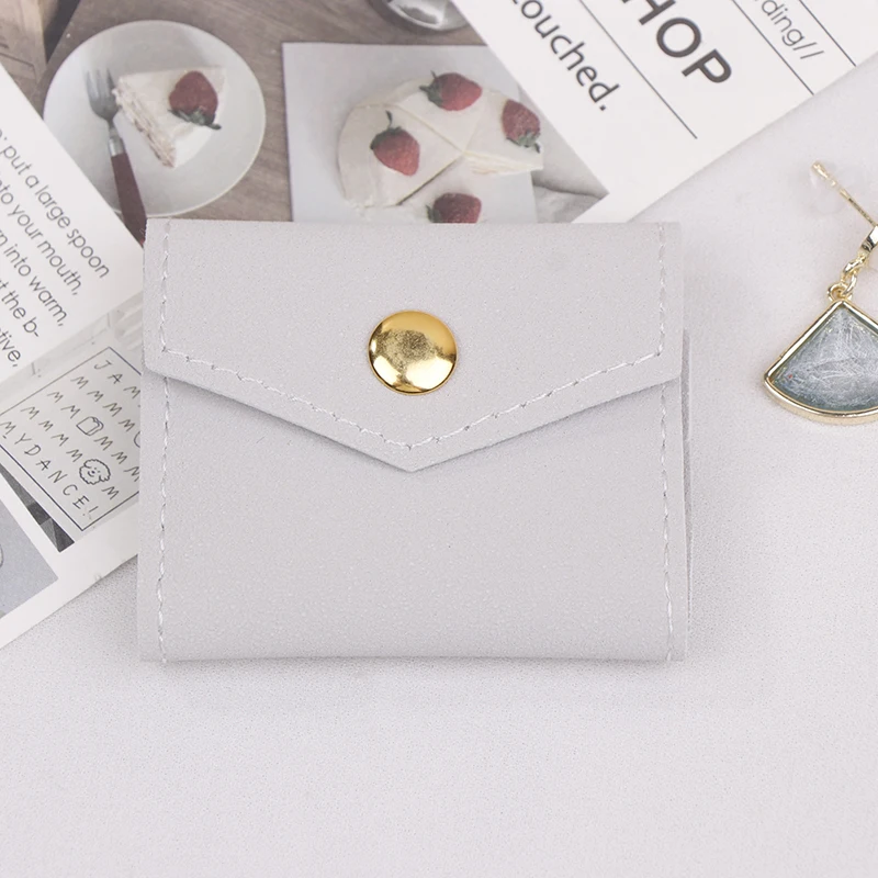 Mini Envelope Jewelry Bag Snap Button Closure Luxury Microfiber Suede Jewelry Necklace Earrings Packaging Pouch Bags