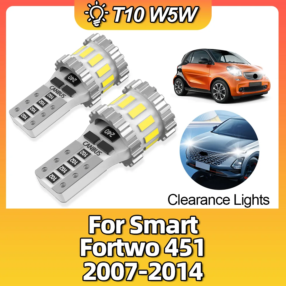 

2Pcs W5W LED T10 LED Canbus No Error Interior Car Clearance Lights For Smart Fortwo 451 2007 2008 2009 2010 2011 2012 2013 2014