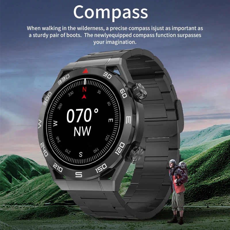 LIGE GPS Smart Watch Men Bluetooth Call IP68 Waterproof Dustproof 1.5 inch HD Display Compass Sports Smartwatch For Android IOS