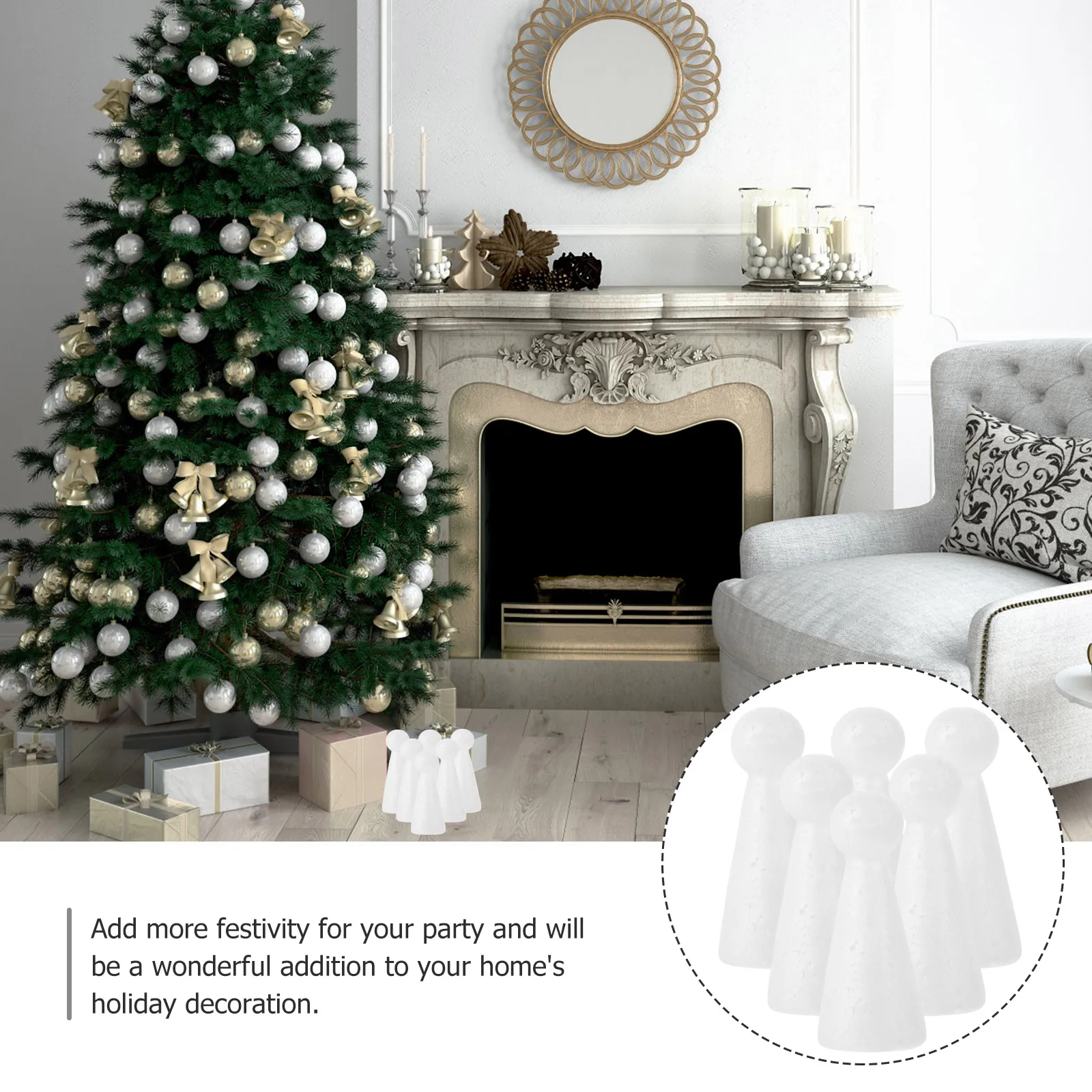 

10pcs Christmas Decoration Balls Smooth Surface DIY Craft Decoration for Foam Balls Party Home Office Mall White
