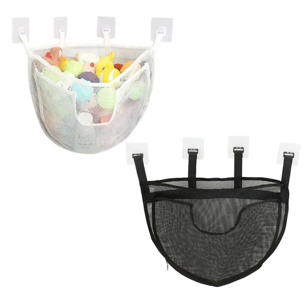

Large-Capacity Bathroom Toy Storage Bag Leak-Proof with Hooks Mesh Bath Toy Holder Quick Release Self-adhesive