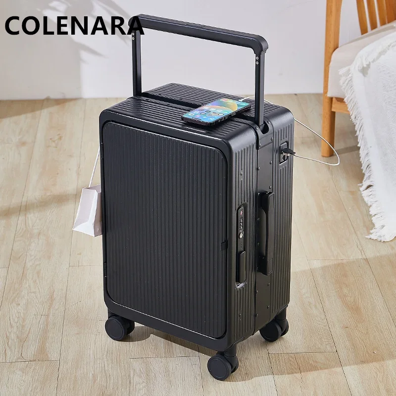 COLENARA-Valise d'Embarquement pour Ordinateur Portable, Bagage de Cabine à Ouverture Frontale, Chariot PC, Chargement USB avec Roues, Valise Roulante, 20 ", 25"