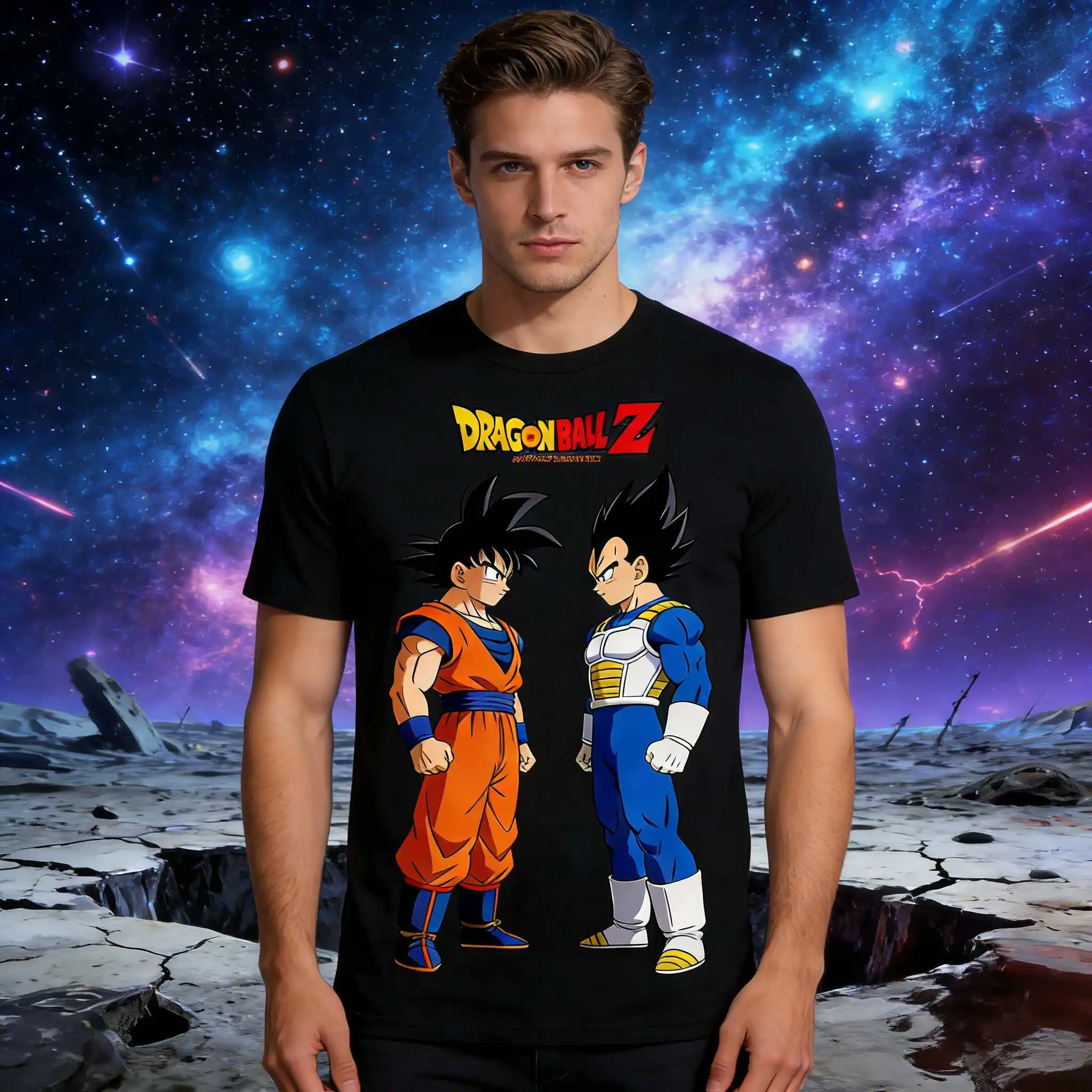 

Летняя футболка 2026 года в стиле Y2K с принтом Dragon Ball: Гоку против Вегеты, классическая винтажная аниме-футболка, мужская, из чистого хлопка, повседневная, свободного кроя, спортивная, на каждый день