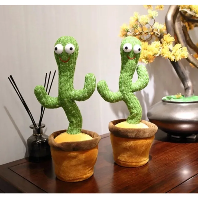 لعبة كهربائية جديدة من القطيفة على شكل صبار الرقص يمكن أن تغني وتكرار تقليد التعلم والتحدث عن الصبار الراقص