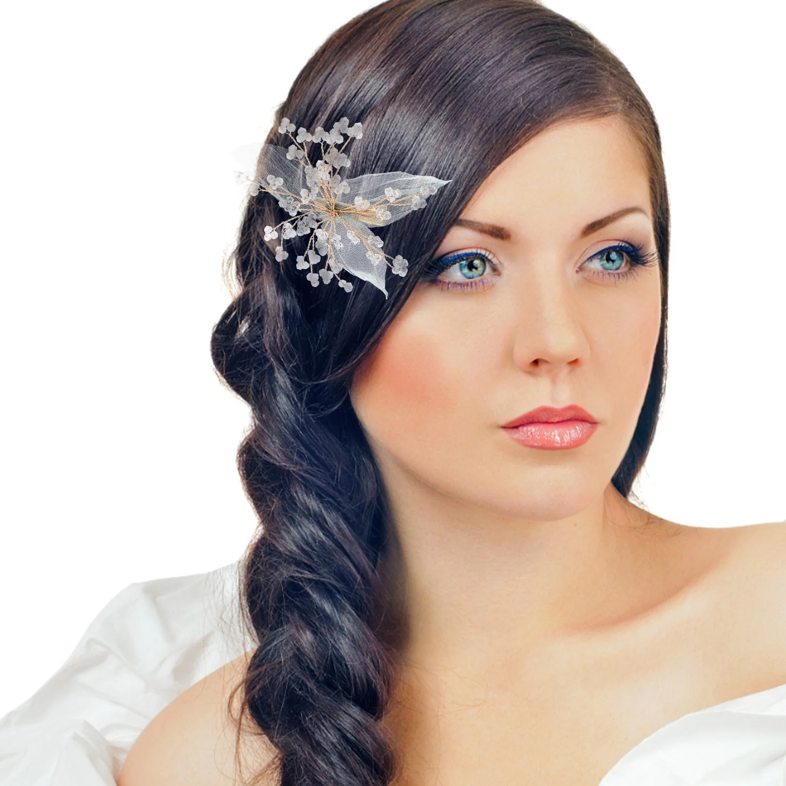 

2pcs Leaf Shaped Hairpin Crystal Style Women Headdress Accessories Lightweight Comfortable Wedding Party Gift Hair Clip