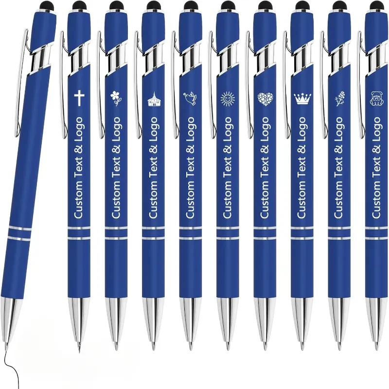 

Набор из 20 ручек оптом с индивидуальной гравировкой — персонализация именем, текстом/логотипом — с наконечником-стилусом, черные чернила — варианты для мероприятий и промоакций