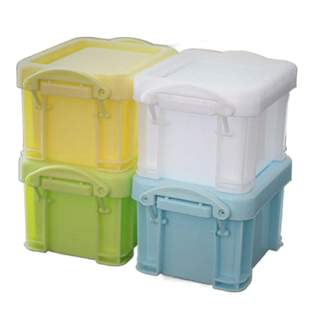 Multi-functional Mini Buckle Storage Box Candy Color Plastic Mini Storage Container Minimalism Desktop Organizer Box Stationery