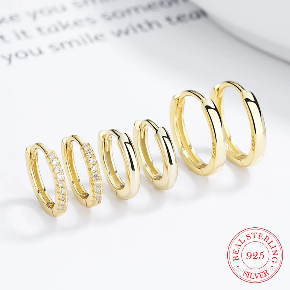 Cute 925 Sterling Silver Round AAA Cz Circles Small Loop Huggies Hoop Earrings For Women Jewelry Kids Baby Children Girls aretes