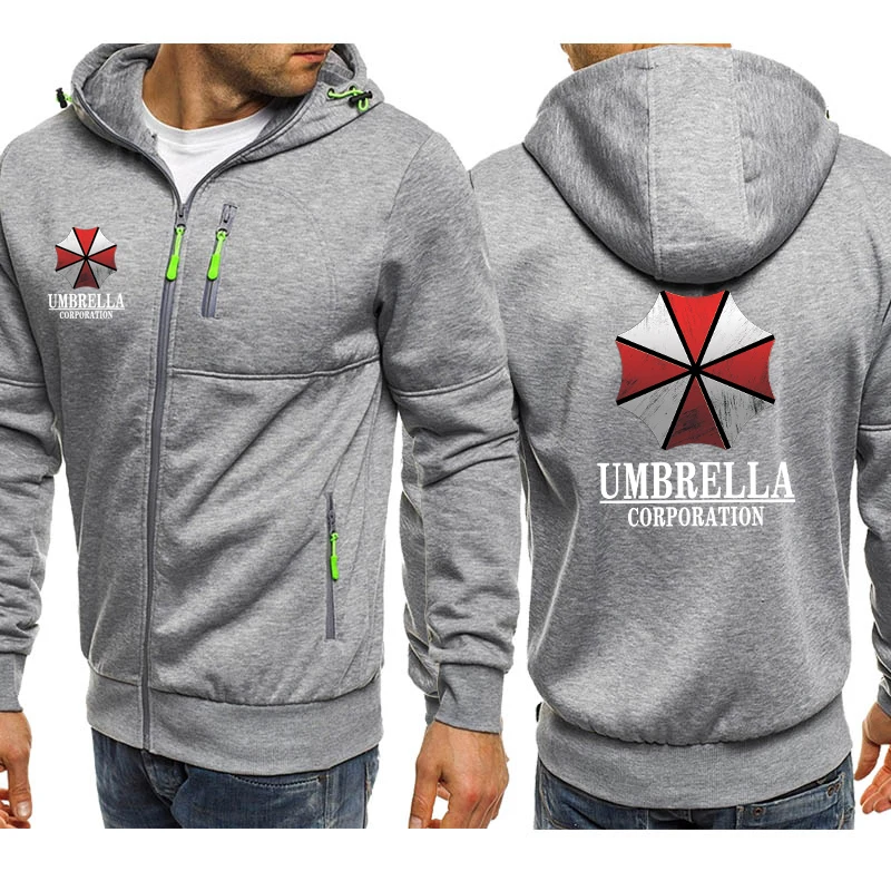 Hoodies Men Jacket Umbrella Corporation Print Casual HipHop Harajuku Hooded Sweatshirts Mens Zipper Jacket Man Hoody Clothing