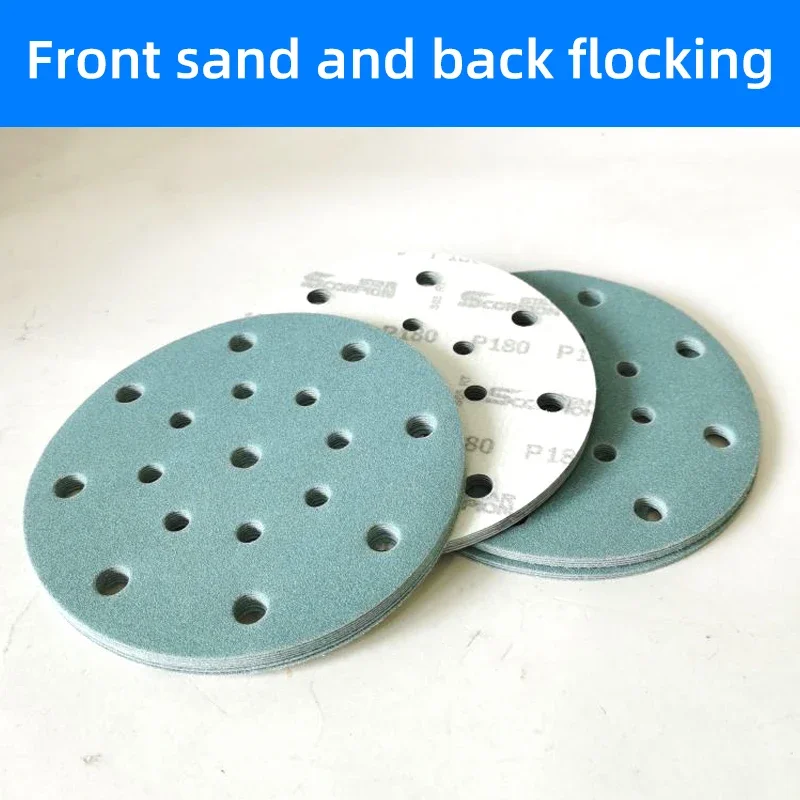 Round Sandpaper 6 Inch 150mm 17 Hole for FESTOOL/MIRKA/3M ect Sander Car Polishing  Self-adhesive Back Velvet