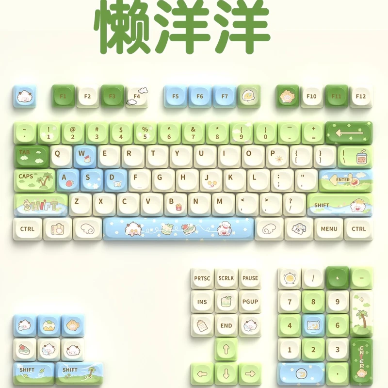 

Lazy Goat Keycaps Custom PBT MOA Profile Keycap Cute Artisan Grassland Cartoon Anime Point Key Cap for Gamers Original Design