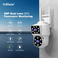 Srihome 4MP Wifi IP Camera Outdoor 2.4/5GHZ PTZ Surveillance Camera Dual Lens Dual Screens Two-way Audio Security Camera SH063