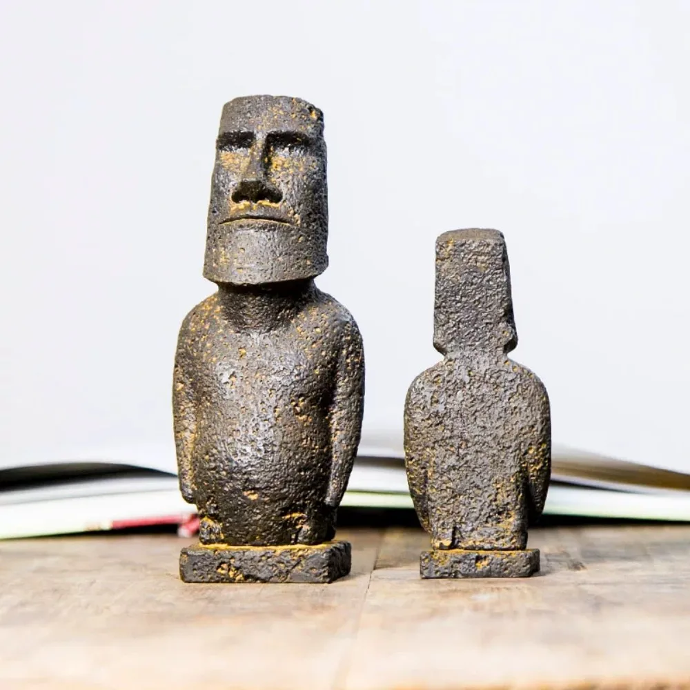 Fun Easter Island Moai Statue Mini Desk Decor for Office Nordic Style Handmade Ornament