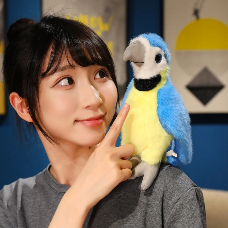 12/21cm Like Real Bird Doll Stuffed Soft Red Blue Parrot Standing Plushie Home Office Decoration Kids Gift