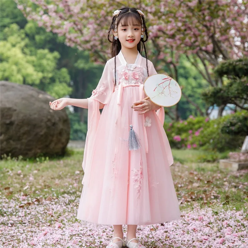 Girl's Dress Summer Dress Western Style Hanfu Cherry Blossom Princess Dress