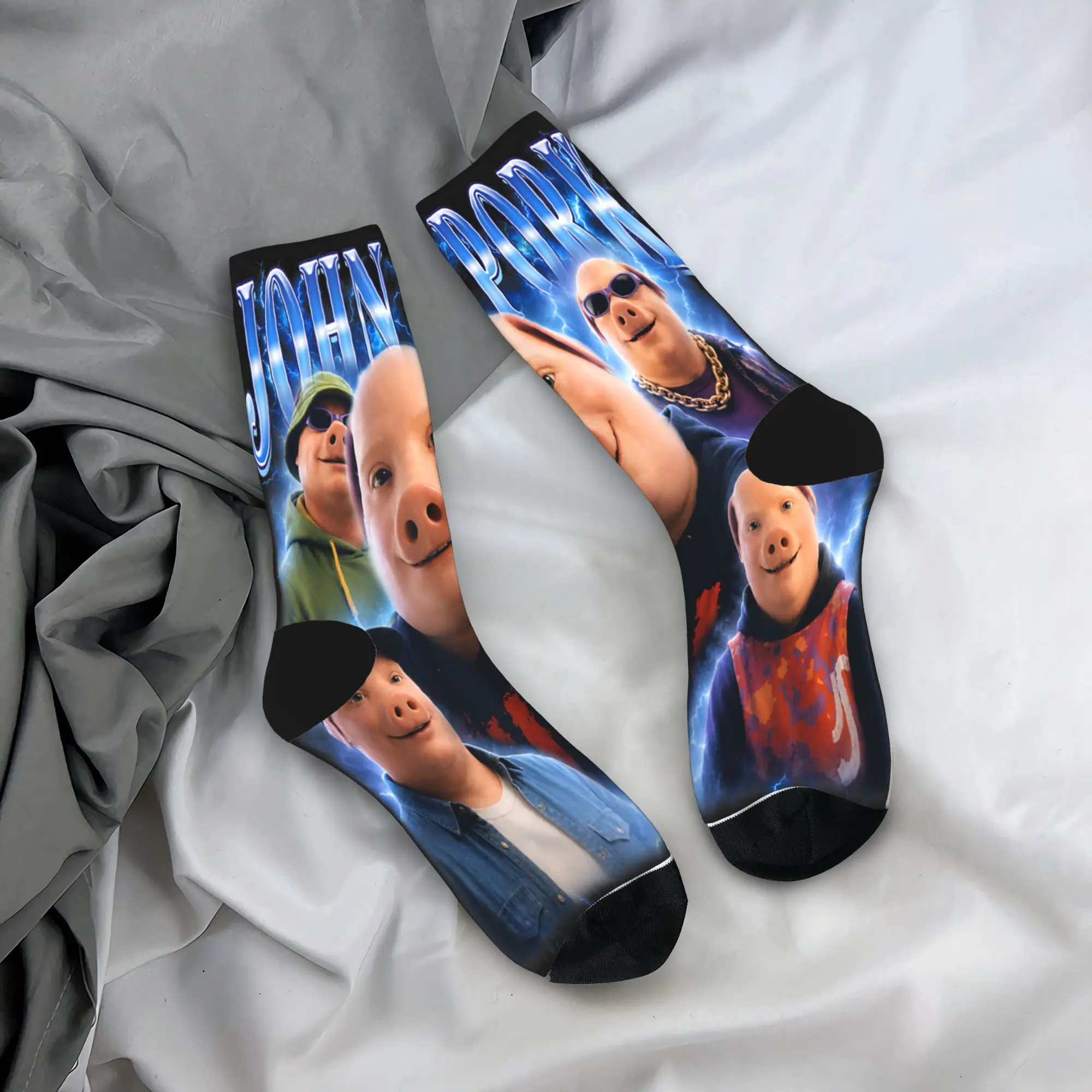 Funny John Pork Meme Vintage John Pork Bootleg Socks Funny Stockings Autumn Non-Slip Men Socks Medium Graphic Skateboard Socks