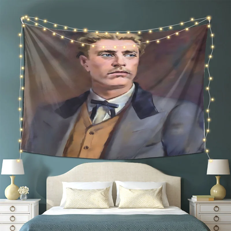 VIKAMA Vintage European Gentleman Portrait Tapestry Classical Oil Painting Living Room & Study Wall Decor Hanging Art