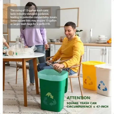 Komposterbara soppåsar 13 gallon högt kök 45 st biologiskt nedbrytbara soppåsar 13 gallon soppåse stor kompostpåse för kit 10 best sales biologiskt nedbrytbar - №1