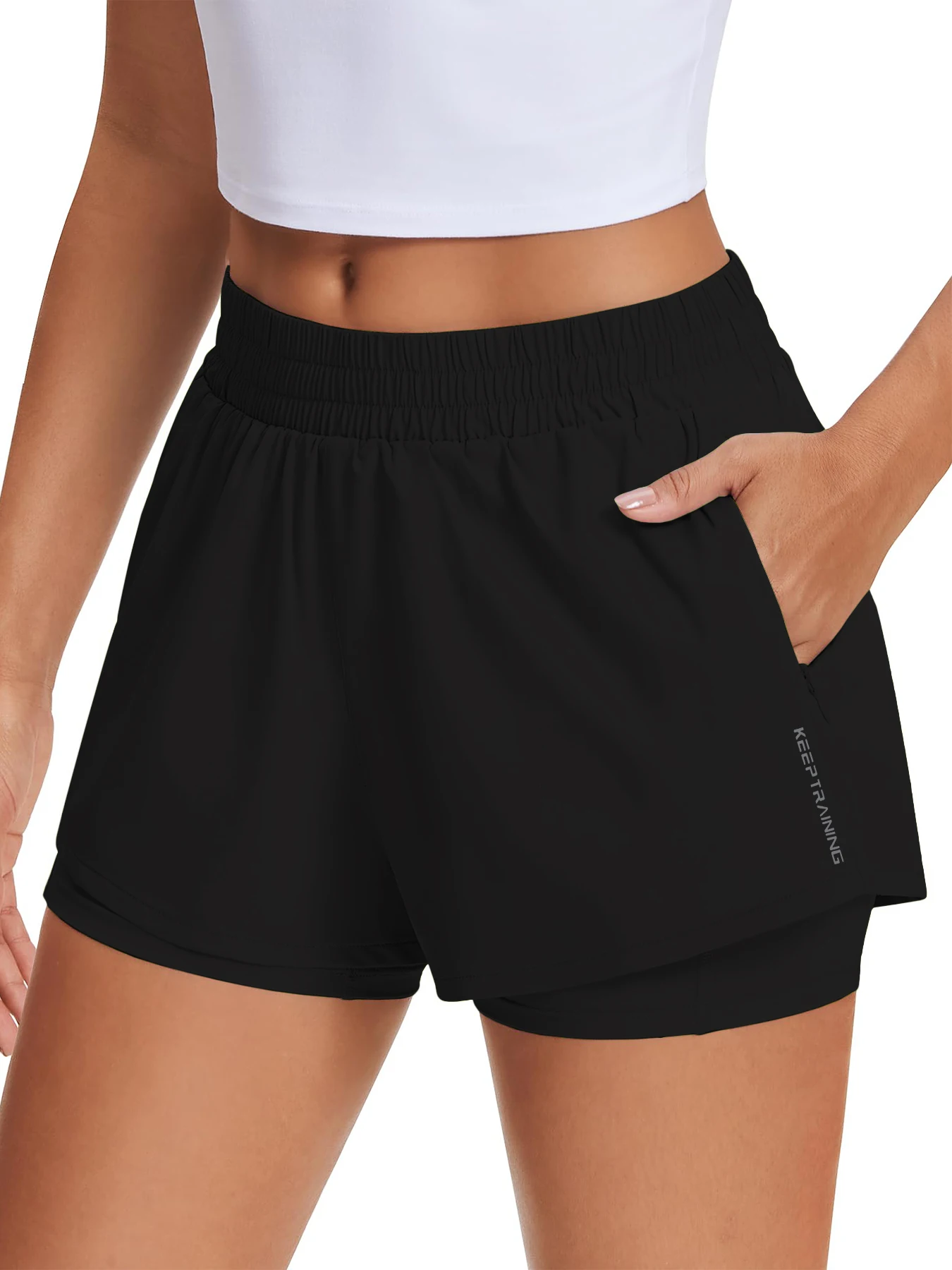 Damen-Freizeit-Sportshorts für Frühling und Sommer, Anti-Exposition Yoga-Shorts, atmungsaktiv, locker geschnitten, für Outdoor-Läufe, Damen-Fitnesshosen – Detail 16