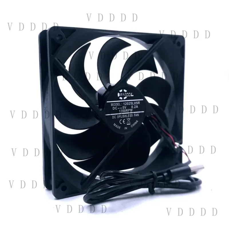 L... 1pcs  DC 5V Fan USB 1200rpm 120mm 120x120x25mm 12025S Cooler Motor Brushless 12CM cooling fan