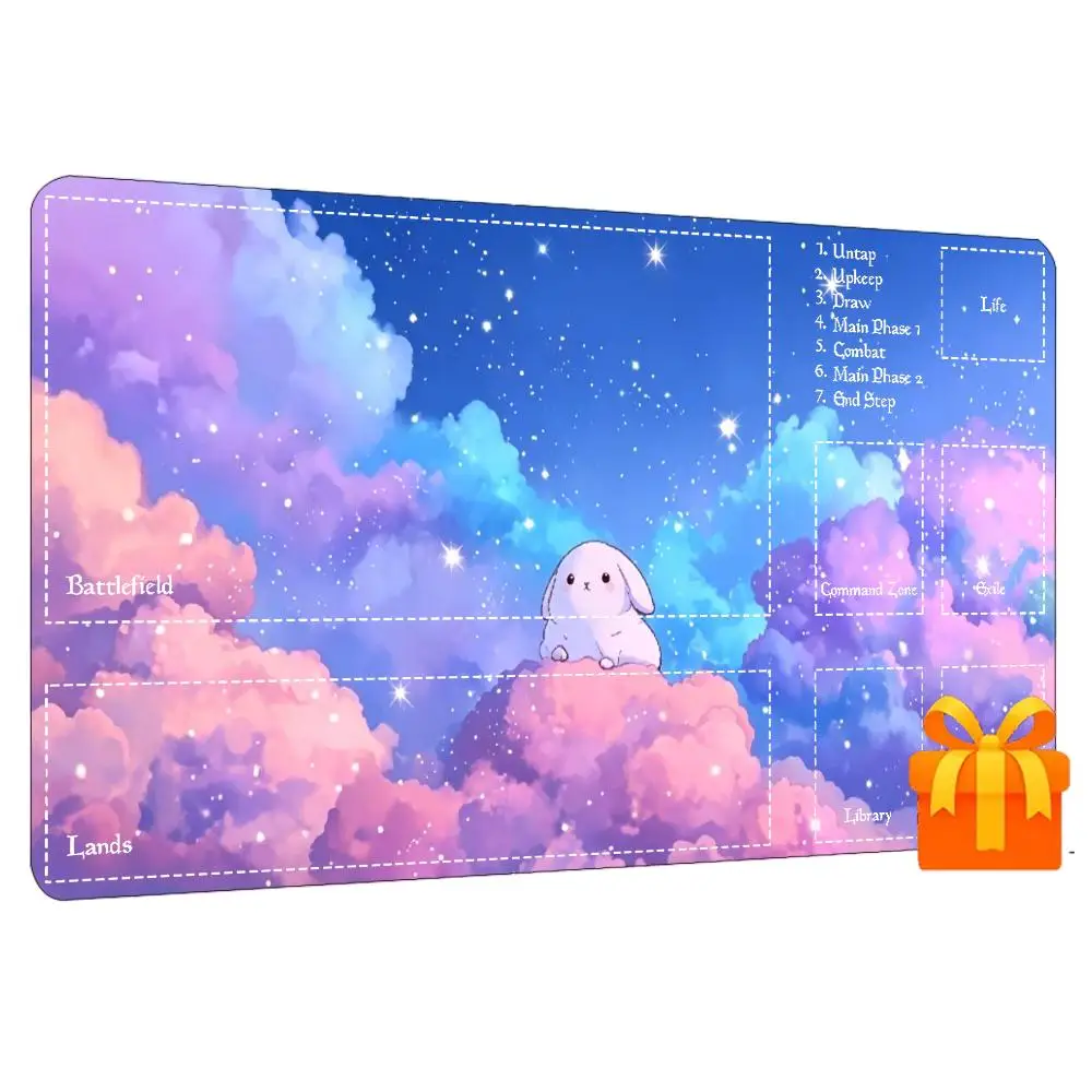 Large Gaming Mouse Pad Pastel Starry Cloud Cute Ghost Pattern Smooth Non Slip Rubber Game Mat For Gaming And Office Usage