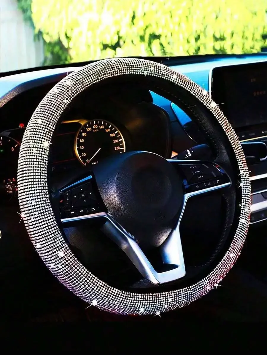 

Decorative Rhinestone Car Steering Wheel Cover For Women