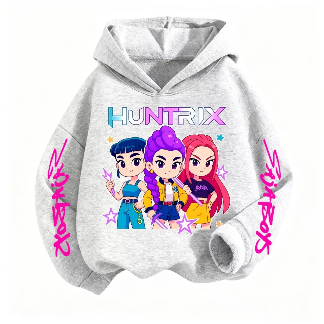 2026 نمط جديد لطيف فتاة بارد عارضة قميص للأطفال مع هوديي مجموعة-K-pop شيطان هنتر الكرتون طباعة قميص رياضي