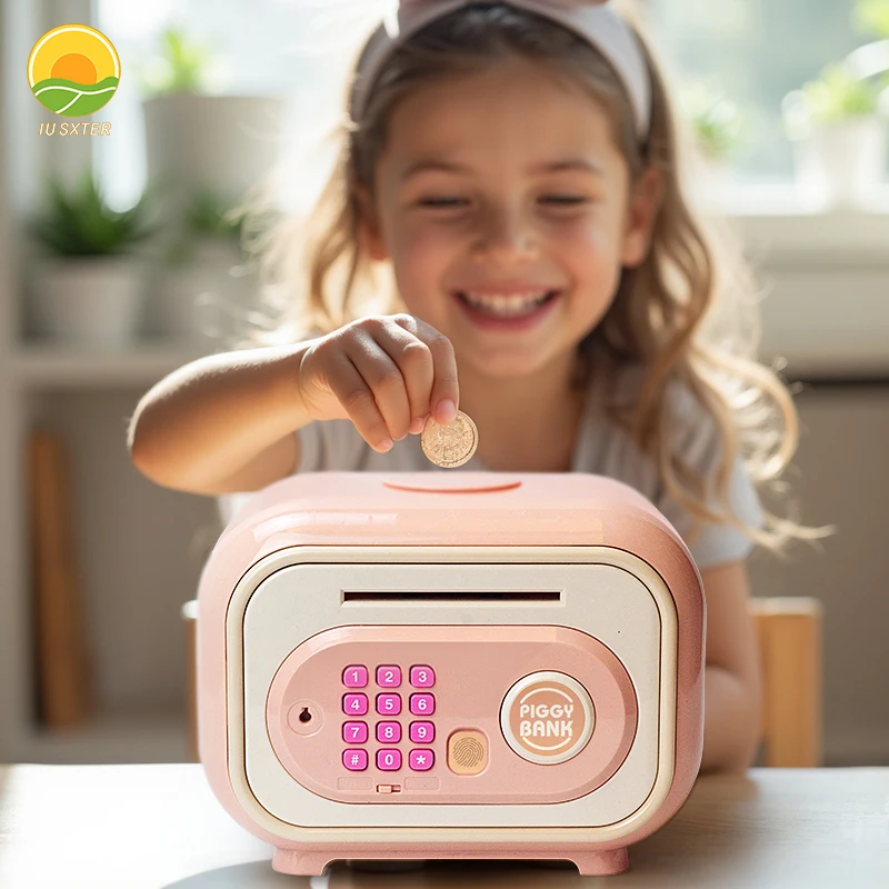 

Electronic Piggy Bank for Children Password Saving Box Safe Cash Money With Fingerprint Sound Bank Mini ATM Kids 3 Year Gifts
