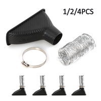 Air Intake Vent Car Front Bumper Grille Inlet Pipe Kit Injection System Funnel Turbine Universal Carbon Fiber Pattern,1/2/4 PACK